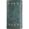 CER-5920W-ANTC - Justice Design - Ambiance - Small ADA Rectangle with Perfs Closed Top Outdoor Wall Sconce Antique Copper E26 Medium Base IncandescentChoose Your Options - AmbianceG��