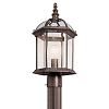 49187TZL16 - Kichler-Lighting-Canada - Barrie - 18 Inch 9W 1 LED Outdoor Post Lantern Tannery Bronze Finish with Clear Beveled Glass - Barrie