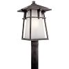 49724WZCL18 - Kichler-Lighting-Canada - Beckett - 20 Inch 10W 1 LED Outdoor Post Lantern Weathered Zinc Finish with Etched Seeded Glass - Beckett