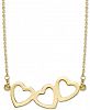 Sarah Chloe Triple Heart Pendant Necklace, 16" + 2" extender in 14k white or yellow gold.
