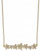 Inc International Concepts Crystal Cluster Flower Horizontal Bar Pendant Necklace, 16" + 3" extender, Created for Macy's