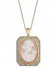 Cornelian Shell, Agate & Diamond (1/4 ct. t. w. ) Mother & Child Cameo 18" Pendant Necklace in 14k Gold