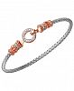 925 Sterling Silver with 18k Rose Gold Plate Two-Tones Cubic Zirconia Braided Bangle