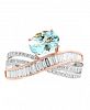 Effy Aquamarine (1-1/6 ct. t. w. ) and Diamond (1/2 ct. t. w. ) Ring in 14k Rose and White Gold