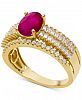Ruby (1-1/3 ct. t. w. ) & Diamond (5/8 ct. t. w. ) Ring in 14k White Gold (Also Available In Emerald)