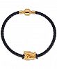 Dragon Charm Leather Bracelet in 22k Gold