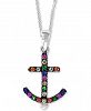 Effy Multi-Sapphire (1/5 ct. t. w. ) Anchor 18" Pendant Necklace in Sterling Silver