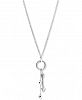 Charriol White Topaz Cable Ring, Heart & Arrow 18" Pendant Necklace (1/10 ct. t. w. ) in Sterling Silver & Stainless Steel