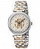 Roberto Cavalli By Franck Muller Women's Swiss Quartz Mother of Pearl and Floral Design Dial Two-Tone Rose Gold Stainless Steel Bracelet Watch, 34mm