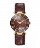 Jacques Du Manoir Ladies' Brown Dark Genuine Leather Strap with Goldtone Case and Brown Dial with Diamond Markers, 33mm