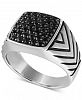 Esquire Men's Jewelry Black Diamond Cluster Ring (1-1/4 ct. t. w. ) in Sterling Silver, Created for Macy's