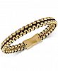 Esquire Men's Jewelry Woven Cord Bracelet in Gold Ion-Plated Stainless Steel, Created for Macy's