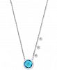 Effy Blue Topaz (2 ct. t. w. ) & Diamond (1/10 ct. t. w. ) 18" Pendant Necklace in 14k White Gold