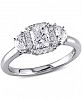 Certified Diamond (1 ct. t. w. ) Radiant-Shape 3-Stone Halo Engagement Ring in 14k White Gold