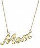 Show love and respect with this charming pendant necklace with "Mom" in lovely lettering in 10k gold.