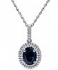 Sapphire (1-3/8 ct. t. w. ) & Diamond (1/5 ct. t. w. ) 18" Pendant Necklace in 14k White Gold