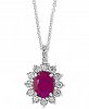 Effy Certified Ruby (1-9/10 ct. t. w. ) & Diamond (1/4 ct. t. w. ) 18" Pendant Necklace in 14k White Gold