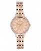 Badgley Mischka Ladies Rose Gold-Tone Bracelet with Cubic Zirconia Crystal Accents Watch 30mm