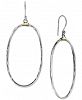 Argento Vivo Hammered Oval Drop Earrings in Two-Tone Sterling Silver