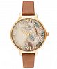 Olivia Burton Women's Abstract Floral Tan Leather Strap Watch 34mm