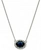 Sapphire (1-5/8 ct. t. w. ) & Diamond (1/4 ct. t. w. ) Halo 18" Pendant Necklace in 14k White Gold