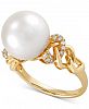 Honora White Ming Pearl (12mm) & Diamond (1/6 ct. t. w. ) Ring in 14k Gold