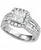 Diamond Princess Three Row Engagement Ring (2 ct. t. w. ) in 14k White Gold
