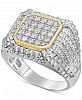 Men's Diamond Two-Tone Cluster Ring (1-1/2 ct. t. w. ) in 10k Gold & White Gold