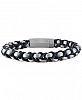Esquire Men's Jewelry Braided Leather Bracelet in Stainless Steel, Created for Macy's