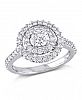 Certified Diamond (1 ct. t. w. ) Double Halo Engagement Ring in 14k White Gold