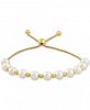 Cultured Freshwater Pearl (6mm) Bolo Bracelet in 14k Gold-Plated Sterling Silver