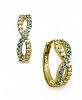 White and Blue Cubic Zirconia Infinity Huggie Hoop Earrings in 18k Gold Over Sterling Silver