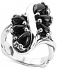Carolyn Pollack Black Agate Cluster Statement Ring in Sterling Silver