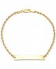 Id Plate Rope Chain Bracelet in 10k Gold