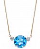 London Blue Topaz (7-1/2 ct. t. w. ) & Diamond Accent 16" Pendant Necklace in 14k Gold