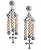 American West Freshwater Pearl Cross Drop Earrings in Sterling Silver