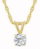 Certified Round Diamond Solitaire Pendant Necklace (1/2 ct. t. w. ) in 14k White Gold or Yellow Gold