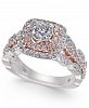 Diamond Halo Statement Ring (1 ct. t. w. ) in 14 White Gold & 14k Rose Gold