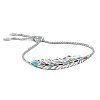 Sedona Canyon Women's Marquise-Cut Turquoise Bolo Bracelet Featuring Intricately Sculpted Feather Design