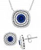 2-Pc. Set Lab-Created Sapphire (2 ct. t. w. ) & White Sapphire (1/2 ct. t. w. ) Pendant Necklace & Stud Earrings Set in Sterling Silver (Also in Lab-Created Ruby)
