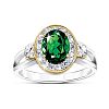 Earthly Beauty Women's "Million Dollar Emerald" Chrome Diopside Ring With White Topaz Gemstones & 18K Gold-Plated Accents
