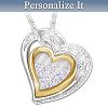 Women's Personalized Heart-Shaped Necklace With 365 Free-Floating Aurora Borealis Crystals & 18K Gold-Plated Accents