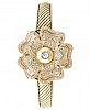 Charter Club Women's Gold-Tone Flip Crystal Flower Bracelet Watch 35mm, Created for Macy's