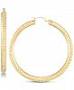 Signature Gold Diamond Accent Textured Hoop Earrings in 14k Gold Over Resin, Created for Macy's