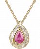 Sapphire (3/4 ct. t. w. ) & Diamond (1/4 ct. t. w. ) 18" Pendant Necklace in 14k White Gold (Also Available in Certified Ruby)