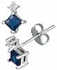 Sapphire (5/8 ct. t. w. ) & Diamond Accent Stud Earrings in 14k White Gold(Available in Certified Ruby)