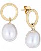 Cultured Freshwater Pearl (10 x 12mm) Drop Earrings in 14k Gold-Plated Sterling Silver