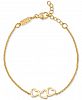 Sarah Chloe Triple Heart Adjustable Link Bracelet in 14k Gold-Plated Sterling Silver