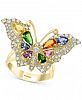 Effy Multi-Gemstone (2-1/3 ct. t. w. ) & Diamond (3/4 ct. t. w. ) Butterfly Ring in 14k Gold