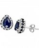 Blue Sapphire (3-1/2 ct. t. w. ) & White Sapphire (1/5 ct. t. w. ) Stud Earrings in 10k White Gold